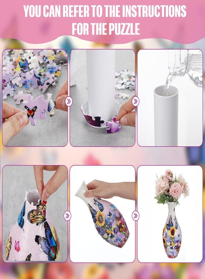 Silipull 2 Set 3D Puzzle Vase 3D Puzzle Flower Vase Crafted from 160 Curved Plastic Pieces DIY Housewarming Gift for Flower Arrangements and Home Decoration - Image 5